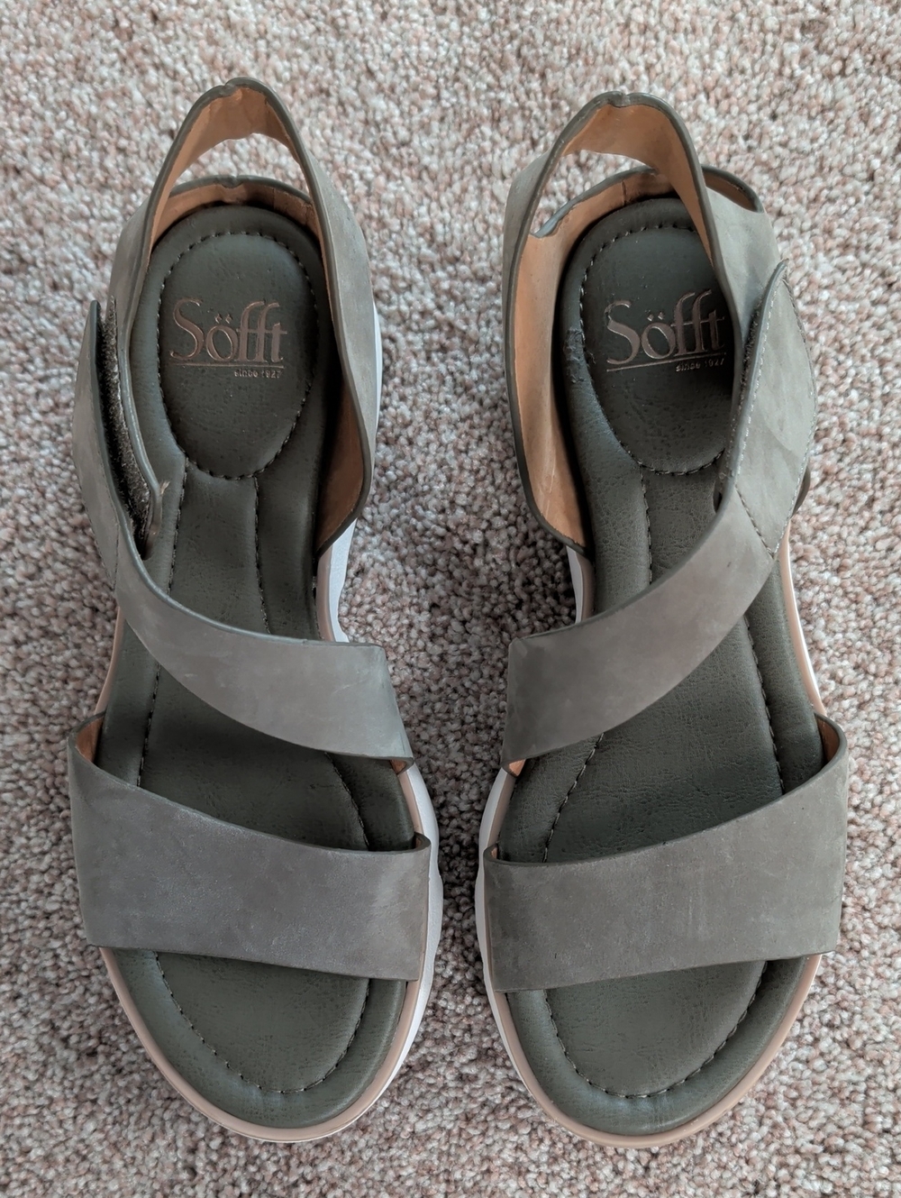 Sofft Women's Olive Green Suede Velcro Slingback Comfort Sandals